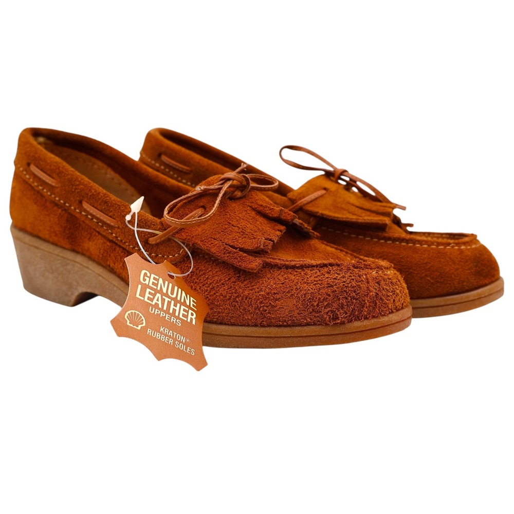 Young Ones Moccasin Loafers Kids 1.5 Vintage Rust Suede Kiltie Fringe USA Made